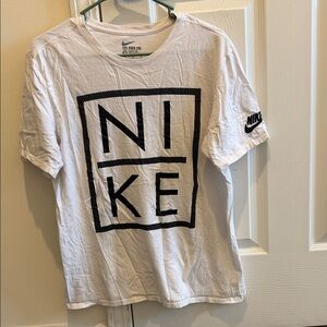 Nike Men's White Tee with Black Logo
